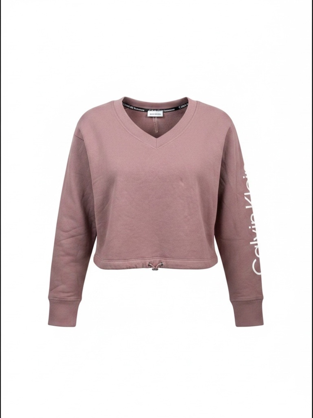 Calvin Klein Performance Mauve Cropped V Neck Logo Sweatshirt M